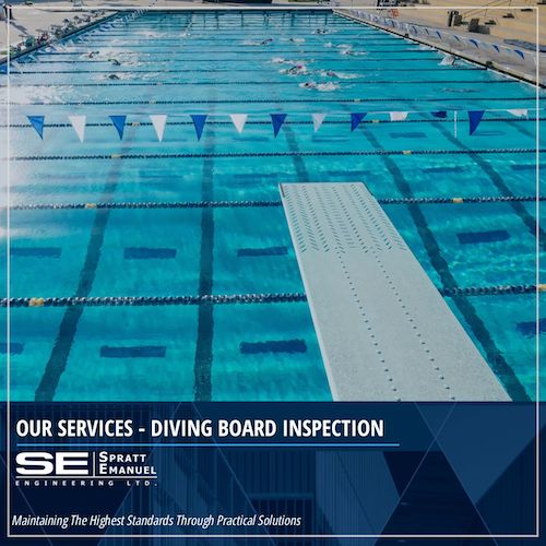 April 15, 2024

Now is the time to book your annual diving board inspections. Spratt Emanuel Engineering Ltd. offers in situ inspections as well as inspections of diving boards at our Vancouver office. Contact us for more information and to book your annual inspection before the outdoor pools open to the public.